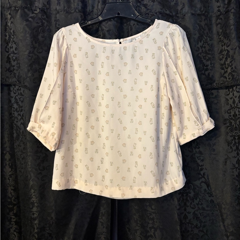 Lauren Conrad Pale Peach 3/4 Puff Sleeve Owed Box Blouse Size XS